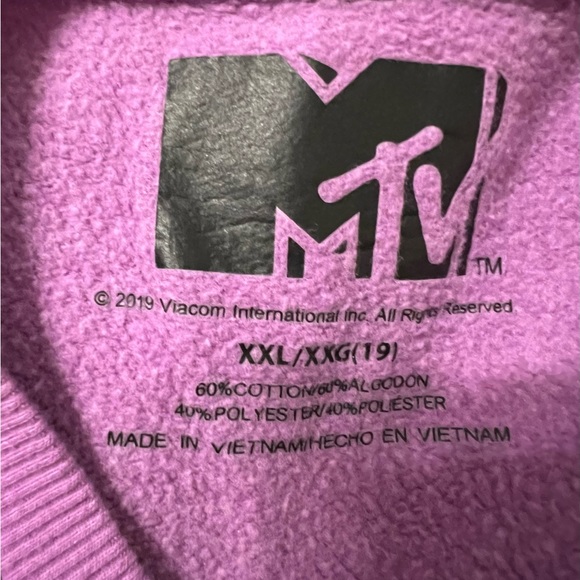 MTV Purple Ombre Women's Children XXL Pullover Ribbed Sides Sweatshirt - Picture 4 of 5